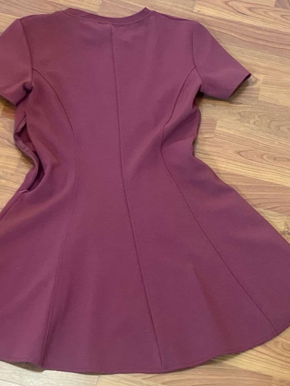 Zara Short Sleeve Crewneck Dress - Wine - Picture 2 of 3